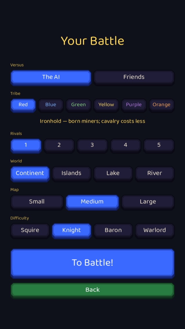 Tribe picker screen